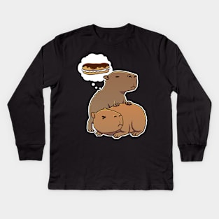 Capybara hungry for an Eclair Pastry Kids Long Sleeve T-Shirt